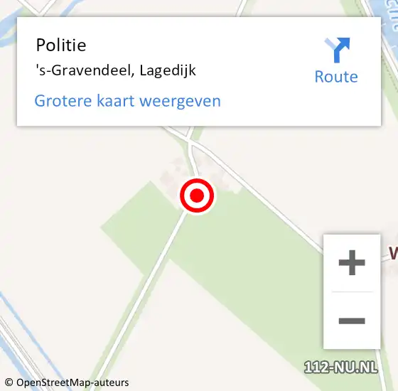 Locatie op kaart van de 112 melding: Politie 's-Gravendeel, Lagedijk op 18 mei 2022 10:39