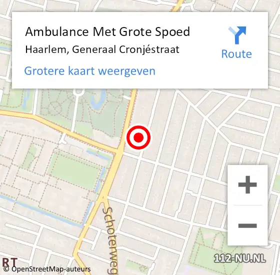Locatie op kaart van de 112 melding: Ambulance Met Grote Spoed Naar Haarlem, Generaal Cronjéstraat op 18 mei 2022 11:23