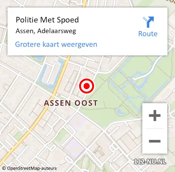 Locatie op kaart van de 112 melding: Politie Met Spoed Naar Assen, Adelaarsweg op 18 mei 2022 11:24