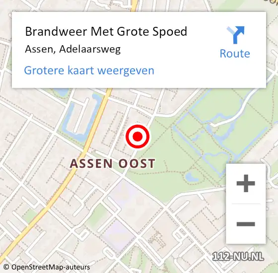 Locatie op kaart van de 112 melding: Brandweer Met Grote Spoed Naar Assen, Adelaarsweg op 18 mei 2022 11:24