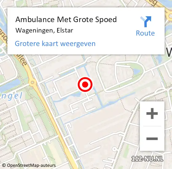 Locatie op kaart van de 112 melding: Ambulance Met Grote Spoed Naar Wageningen, Elstar op 18 mei 2022 11:45