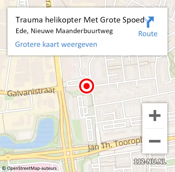 Locatie op kaart van de 112 melding: Trauma helikopter Met Grote Spoed Naar Ede, Nieuwe Maanderbuurtweg op 18 mei 2022 11:55