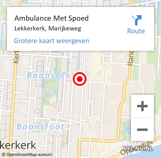 Locatie op kaart van de 112 melding: Ambulance Met Spoed Naar Lekkerkerk, Marijkeweg op 18 mei 2022 12:31