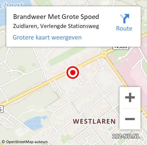 Locatie op kaart van de 112 melding: Brandweer Met Grote Spoed Naar Zuidlaren, Verlengde Stationsweg op 18 mei 2022 12:39
