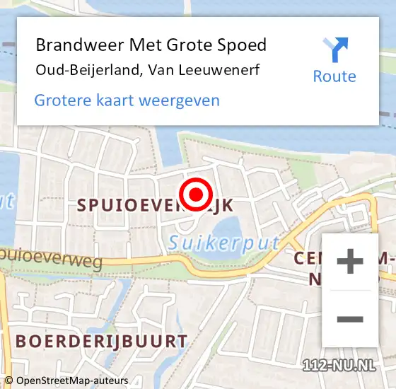 Locatie op kaart van de 112 melding: Brandweer Met Grote Spoed Naar Oud-Beijerland, Van Leeuwenerf op 18 mei 2022 12:48