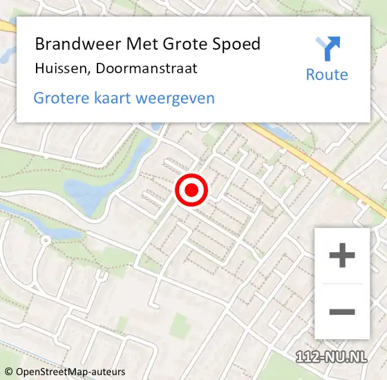 Locatie op kaart van de 112 melding: Brandweer Met Grote Spoed Naar Huissen, Doormanstraat op 18 mei 2022 12:49