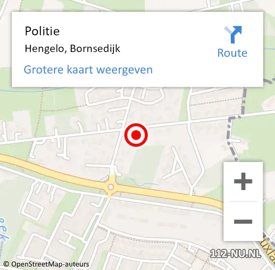 Locatie op kaart van de 112 melding: Politie Hengelo, Bornsedijk op 18 mei 2022 13:16