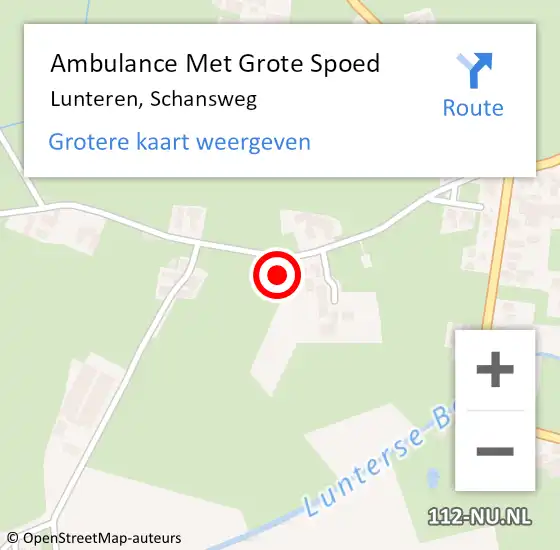 Locatie op kaart van de 112 melding: Ambulance Met Grote Spoed Naar Lunteren, Schansweg op 18 mei 2022 13:43