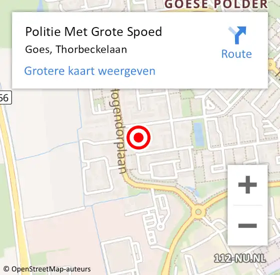 Locatie op kaart van de 112 melding: Politie Met Grote Spoed Naar Goes, Thorbeckelaan op 18 mei 2022 13:52