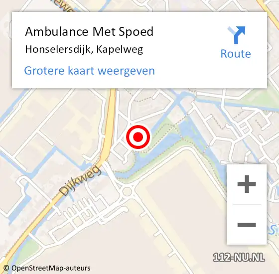 Locatie op kaart van de 112 melding: Ambulance Met Spoed Naar Honselersdijk, Kapelweg op 18 mei 2022 14:16