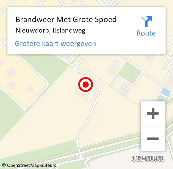 Locatie op kaart van de 112 melding: Brandweer Met Grote Spoed Naar Nieuwdorp, IJslandweg op 18 mei 2022 14:58