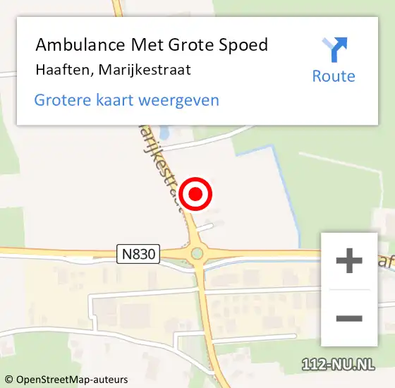Locatie op kaart van de 112 melding: Ambulance Met Grote Spoed Naar Haaften, Marijkestraat op 18 mei 2022 15:28