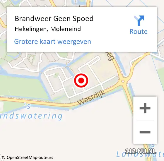 Locatie op kaart van de 112 melding: Brandweer Geen Spoed Naar Hekelingen, Moleneind op 18 mei 2022 15:34