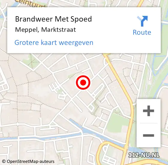 Locatie op kaart van de 112 melding: Brandweer Met Spoed Naar Meppel, Marktstraat op 18 mei 2022 15:45