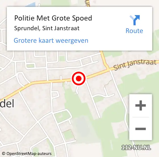 Locatie op kaart van de 112 melding: Politie Met Grote Spoed Naar Sprundel, Sint Janstraat op 18 mei 2022 16:02