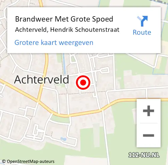 Locatie op kaart van de 112 melding: Brandweer Met Grote Spoed Naar Achterveld, Hendrik Schoutenstraat op 18 mei 2022 16:19