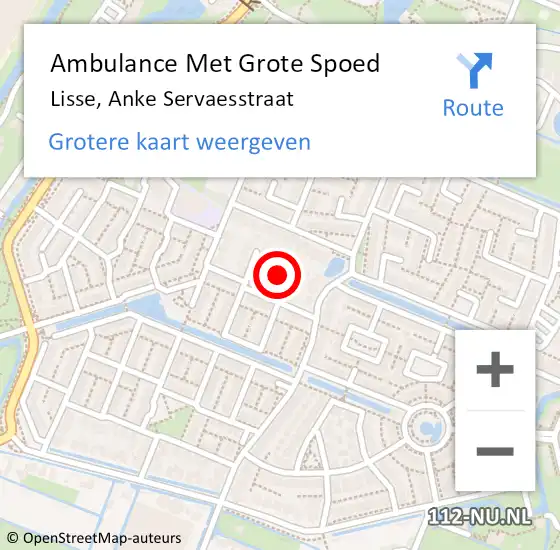 Locatie op kaart van de 112 melding: Ambulance Met Grote Spoed Naar Lisse, Anke Servaesstraat op 18 mei 2022 16:23