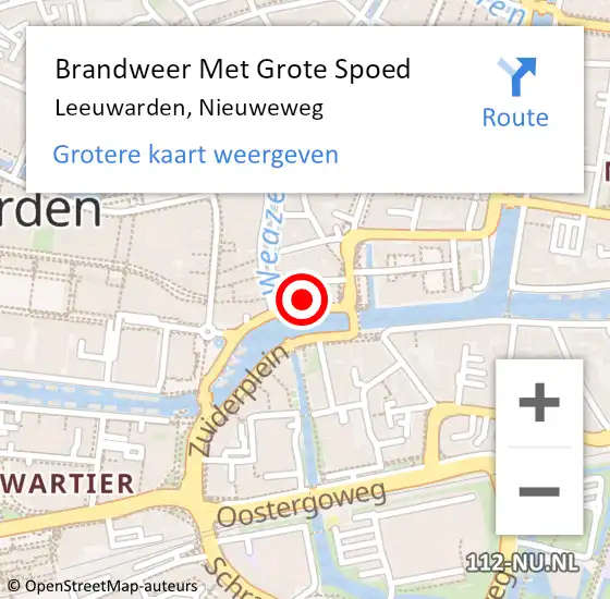 Locatie op kaart van de 112 melding: Brandweer Met Grote Spoed Naar Leeuwarden, Nieuweweg op 18 mei 2022 16:24