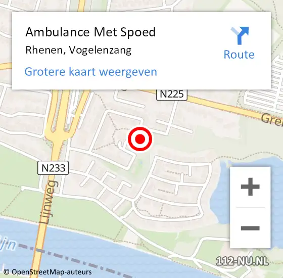 Locatie op kaart van de 112 melding: Ambulance Met Spoed Naar Rhenen, Vogelenzang op 18 mei 2022 16:50