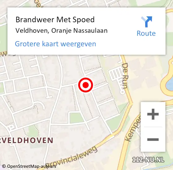 Locatie op kaart van de 112 melding: Brandweer Met Spoed Naar Veldhoven, Oranje Nassaulaan op 18 mei 2022 16:51