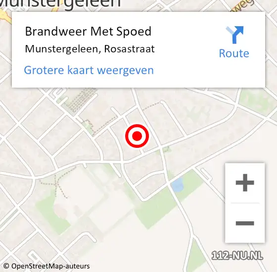 Locatie op kaart van de 112 melding: Brandweer Met Spoed Naar Munstergeleen, Rosastraat op 18 mei 2022 16:55