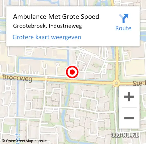 Locatie op kaart van de 112 melding: Ambulance Met Grote Spoed Naar Grootebroek, Industrieweg op 18 mei 2022 16:56