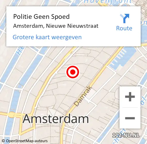 Locatie op kaart van de 112 melding: Politie Geen Spoed Naar Amsterdam, Nieuwe Nieuwstraat op 18 mei 2022 17:40