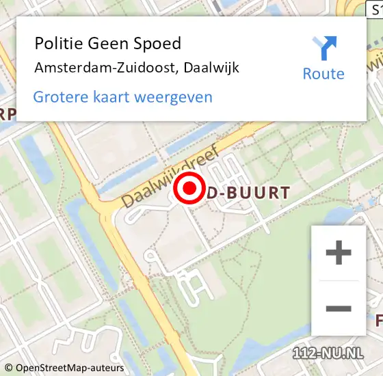 Locatie op kaart van de 112 melding: Politie Geen Spoed Naar Amsterdam-Zuidoost, Daalwijk op 18 mei 2022 17:45