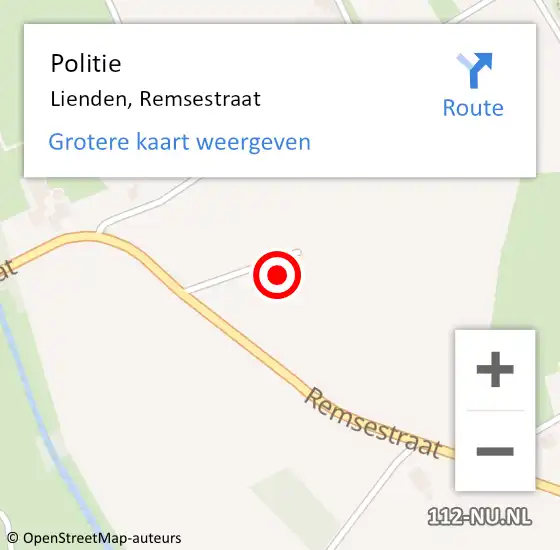 Locatie op kaart van de 112 melding: Politie Lienden, Remsestraat op 18 mei 2022 18:03