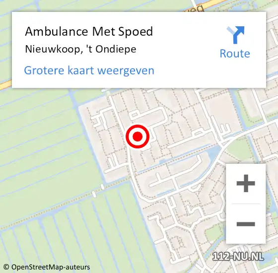 Locatie op kaart van de 112 melding: Ambulance Met Spoed Naar Nieuwkoop, 't Ondiepe op 18 mei 2022 18:23