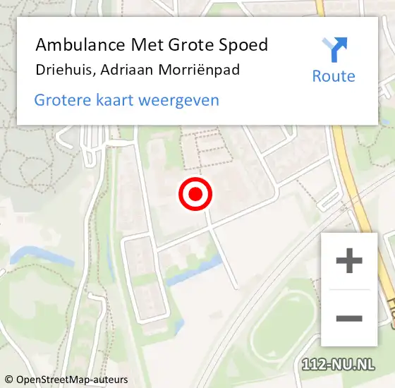 Locatie op kaart van de 112 melding: Ambulance Met Grote Spoed Naar Driehuis, Adriaan Morriënpad op 18 mei 2022 18:35