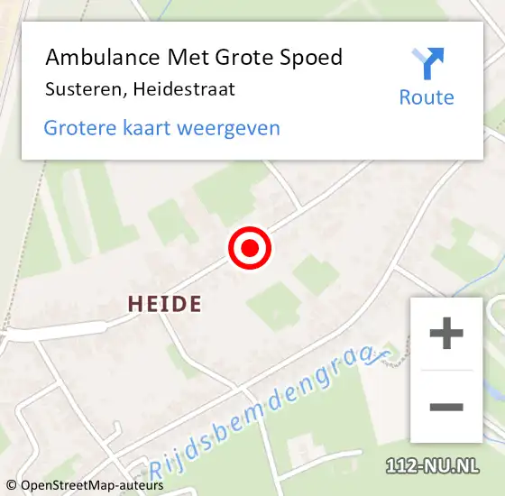 Locatie op kaart van de 112 melding: Ambulance Met Grote Spoed Naar Susteren, Heidestraat op 18 mei 2022 18:36