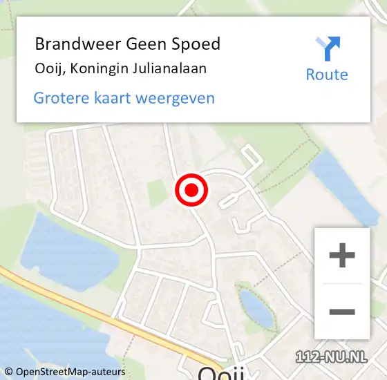 Locatie op kaart van de 112 melding: Brandweer Geen Spoed Naar Ooij, Koningin Julianalaan op 18 mei 2022 18:47