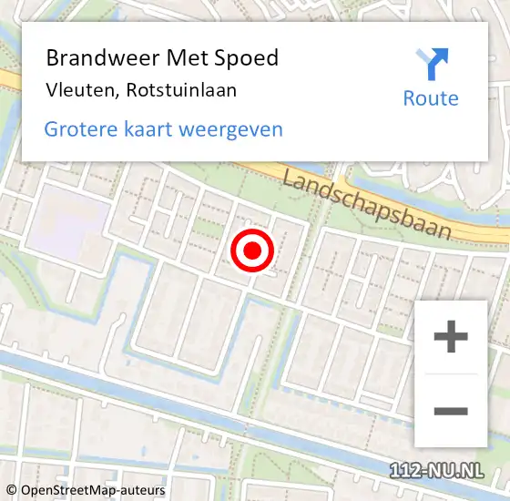 Locatie op kaart van de 112 melding: Brandweer Met Spoed Naar Vleuten, Rotstuinlaan op 18 mei 2022 18:56