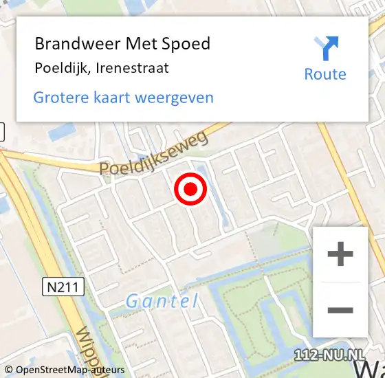 Locatie op kaart van de 112 melding: Brandweer Met Spoed Naar Poeldijk, Irenestraat op 18 mei 2022 19:03