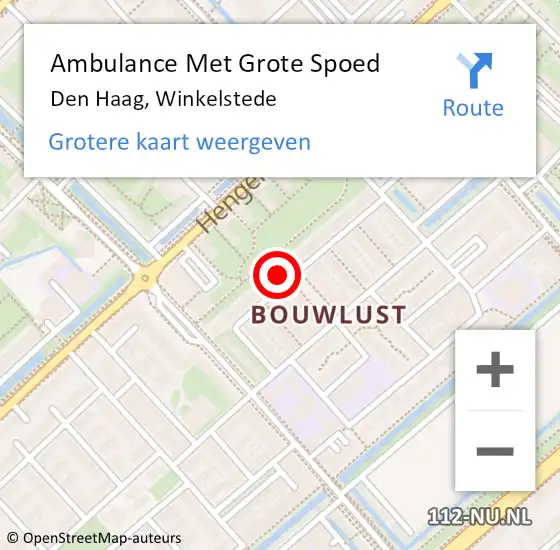 Locatie op kaart van de 112 melding: Ambulance Met Grote Spoed Naar Den Haag, Winkelstede op 18 mei 2022 19:48