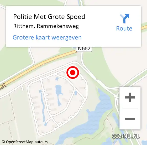 Locatie op kaart van de 112 melding: Politie Met Grote Spoed Naar Ritthem, Rammekensweg op 18 mei 2022 19:55