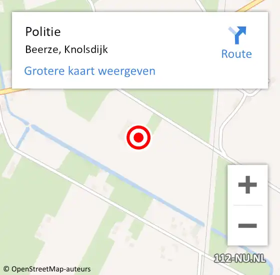 Locatie op kaart van de 112 melding: Politie Beerze, Knolsdijk op 18 mei 2022 20:16