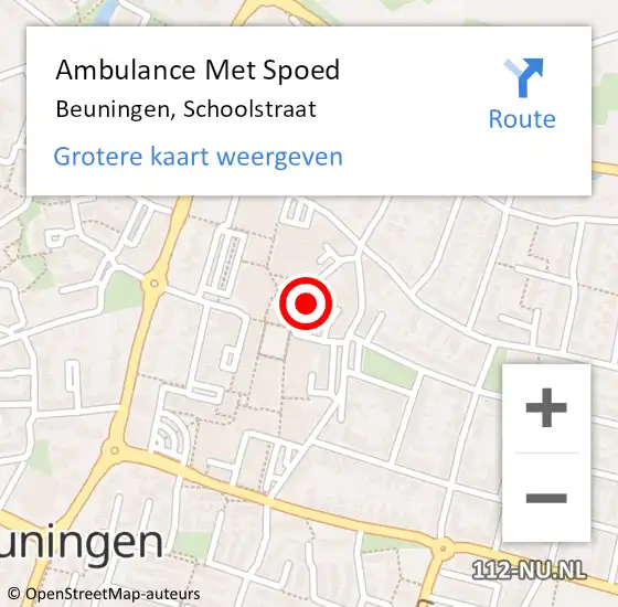 Locatie op kaart van de 112 melding: Ambulance Met Spoed Naar Beuningen, Schoolstraat op 18 mei 2022 20:38