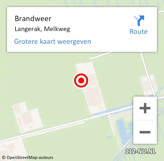 Locatie op kaart van de 112 melding: Brandweer Langerak, Melkweg op 18 mei 2022 20:54