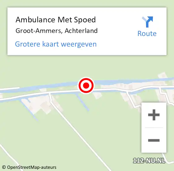 Locatie op kaart van de 112 melding: Ambulance Met Spoed Naar Groot-Ammers, Achterland op 18 mei 2022 20:58