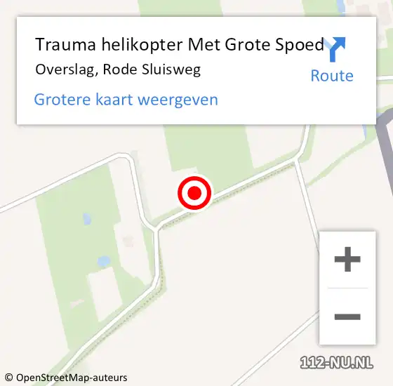 Locatie op kaart van de 112 melding: Trauma helikopter Met Grote Spoed Naar Overslag, Rode Sluisweg op 18 mei 2022 21:21