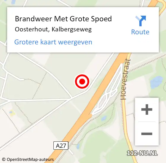 Locatie op kaart van de 112 melding: Brandweer Met Grote Spoed Naar Oosterhout, Kalbergseweg op 18 mei 2022 21:44