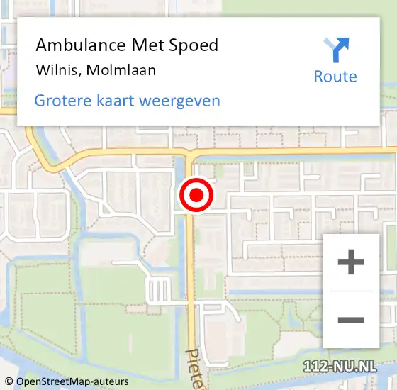 Locatie op kaart van de 112 melding: Ambulance Met Spoed Naar Wilnis, Molmlaan op 17 juli 2014 17:57