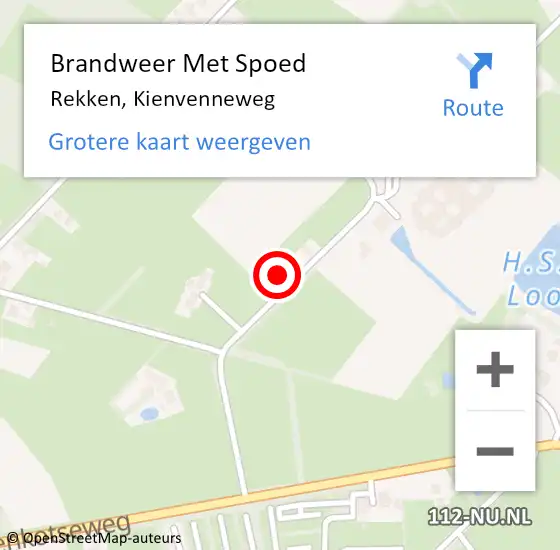 Locatie op kaart van de 112 melding: Brandweer Met Spoed Naar Rekken, Kienvenneweg op 18 mei 2022 22:51