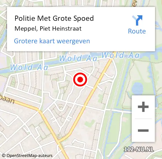 Locatie op kaart van de 112 melding: Politie Met Grote Spoed Naar Meppel, Piet Heinstraat op 18 mei 2022 23:18