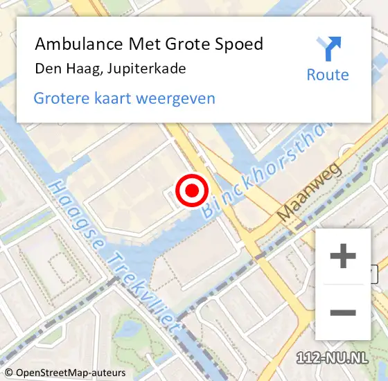 Locatie op kaart van de 112 melding: Ambulance Met Grote Spoed Naar Den Haag, Jupiterkade op 18 mei 2022 23:22