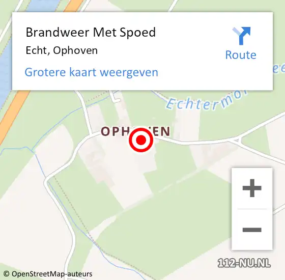 Locatie op kaart van de 112 melding: Brandweer Met Spoed Naar Echt, Ophoven op 18 mei 2022 23:22