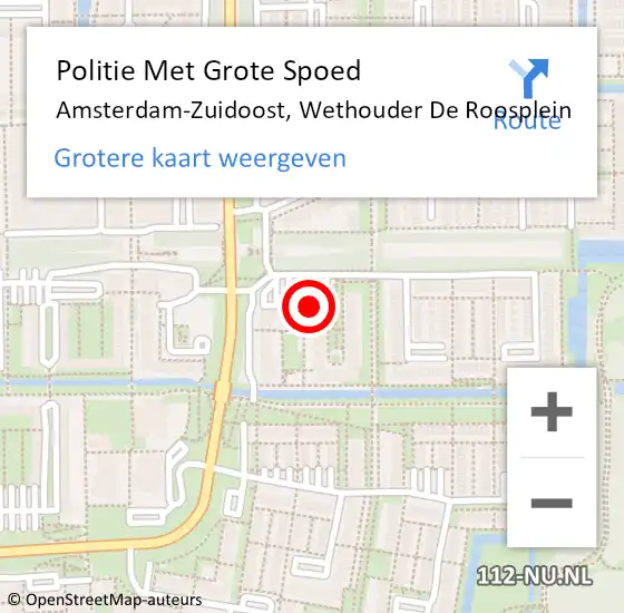 Locatie op kaart van de 112 melding: Politie Met Grote Spoed Naar Amsterdam-Zuidoost, Wethouder De Roosplein op 18 mei 2022 23:38