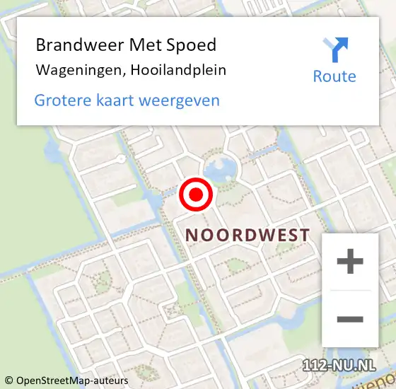 Locatie op kaart van de 112 melding: Brandweer Met Spoed Naar Wageningen, Hooilandplein op 19 mei 2022 01:11